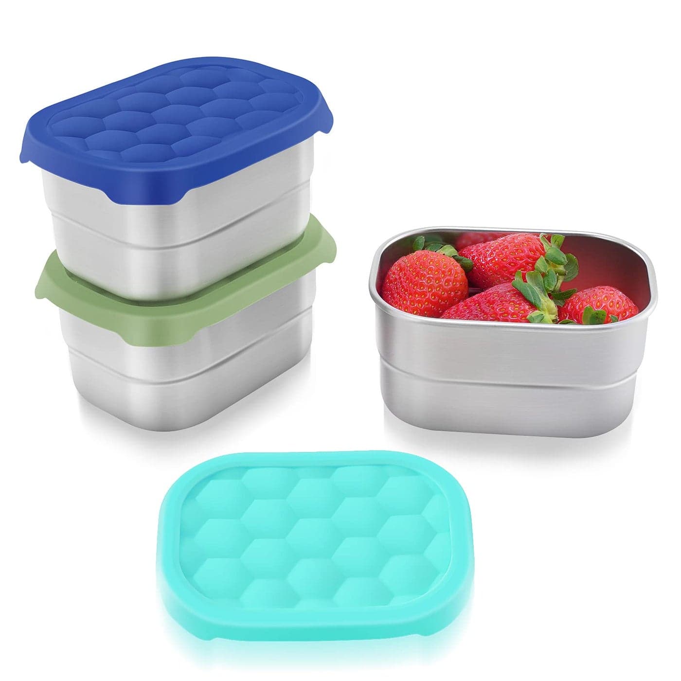 Tanjiae Small 1 CUP Stainless Steel Snack Containers for Kids Easy Open Leak Proof Food Containers with Silicone Lids Perfect Metal Toddler Lunch Box for Daycare and School 8oz