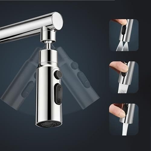 Plantex Full Brass Water-Saving Nozzle for Kitchen Tap Extender/Faucet Extender with 3 Anti-Splash Modes/Sink Tap Extension Fits F22 & M24 mm Taps - (Chrome Finish)