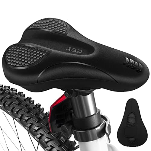 Bike Seat Cushion - Gel Bike Seat Cover Padded for Men & Womens Comfort, Soft Bicycle Saddle Compatible with Exercise Bike, for Indoor and Outdoor Cycling(Black)