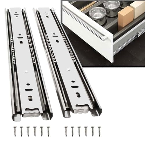 Volo Heavy Duty Drawer Slides, Full Extension Ball Bearing Runners | Pack of 2 Piece | Channels for Kitchen Cabinets, Wardrobes, and Dressers (Stainless Steel, 10 Inch)