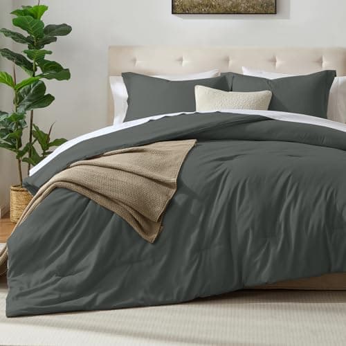 satisomnia Queen Comforter Set Grey 3 PCS, Lightweight Down Alternative Comforter Full Size