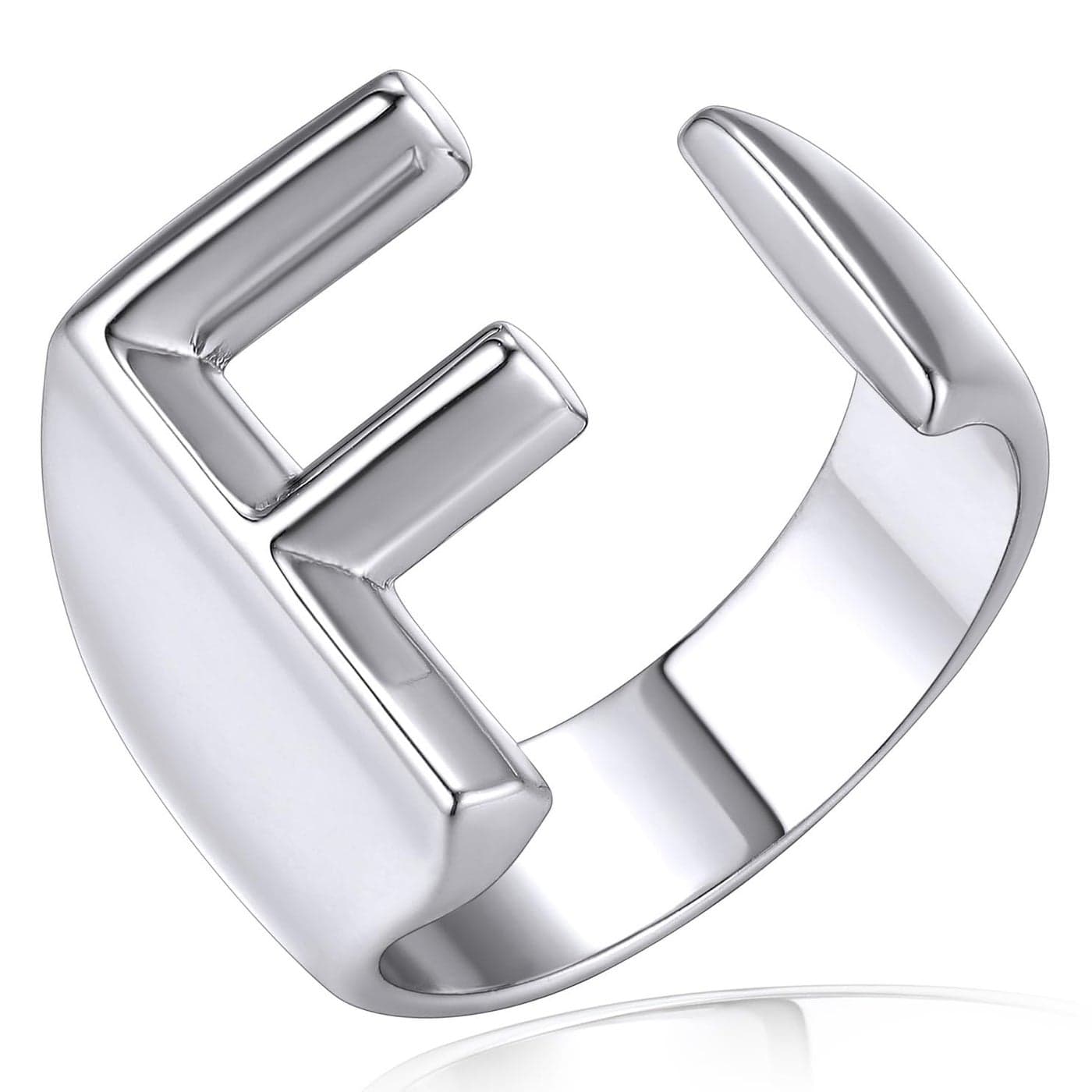 KeyStyle Initial F Statement Ring White Gold Letter Rings for Women Name Jewelry