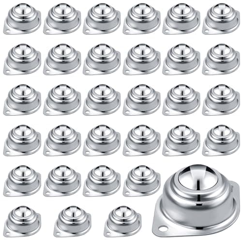 AOKLIT 32Pcs Roller Ball Transfer Bearing, 1 Inch Carbon Steel Ball Casters, Mounted Round Ball Transfer Unit Universal for Conveyor Roller Stand, Furniture, Transmission, Trolley Screw
