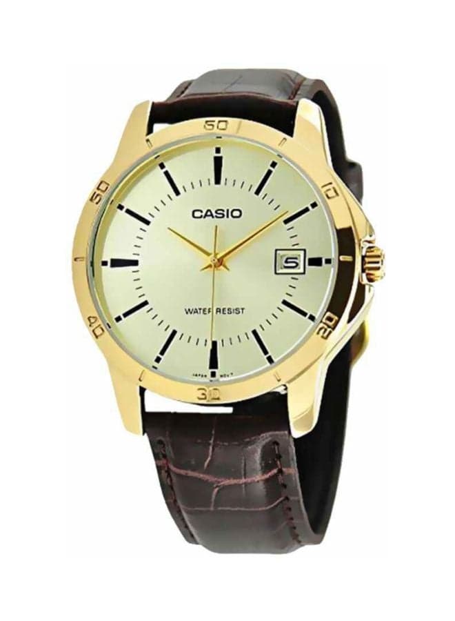 Men Water Resistant Analog Watch MTP-V004GL-9AUDF - 42 mm - Brown