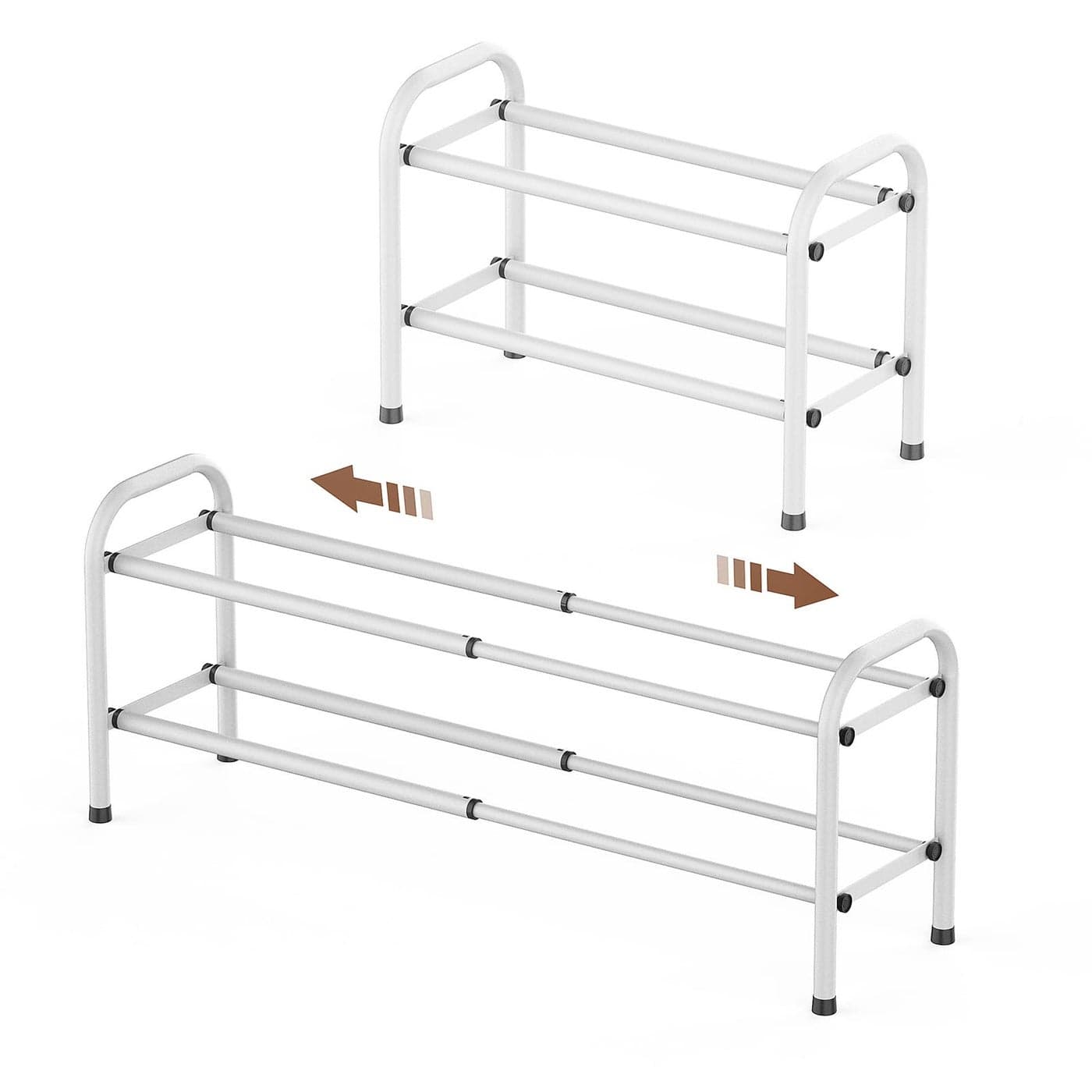 Gonfoam 2-Tier Expandable Shoe Rack,Adjustable Shoe Shelf Storage Organizer Heavy Duty Metal Free Standing Shoe Rack for Entryway Closet Doorway (White)