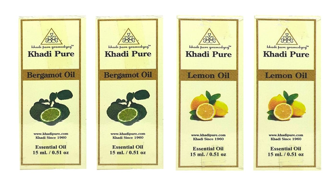 Khadi Pure Bergamot & Lemon Essential Oil, 15 Ml (Pack Of 4)