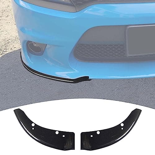 PDKLIN for Charger Front Bumper Lip Splitter Protector Cover Trim for 2015-2023 Dodge Charger Black Carbon Fiber Exterior Accessories 2pcs, Not for SXT/Widebody