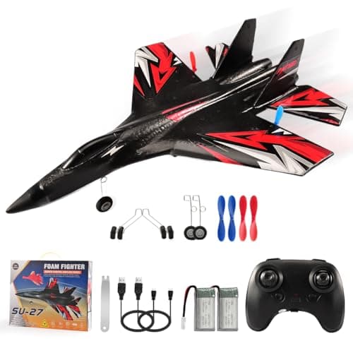 Fremego SU27 RC Plane 24GHZ RC Airplane Ready to Fly Remote Control Airplane W 2 Batteries 6axis Gyro Stabilizer 2CH RTF Hobby RC Glider for Beginners Kids Boys Girls Adults