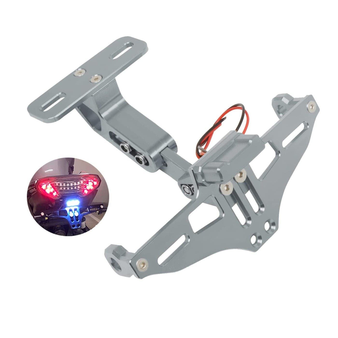 Worldmotop Motorcycle License Plate Bracket Fender Eliminator Kit Universal Replacement for Yamaha Kawasaki Honda Ducati Suzuki BMW Adjustable Light Tail Tidy Holder Mounttitanium