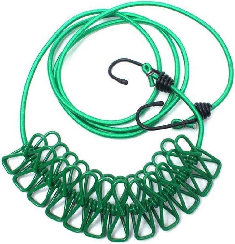 Yorten Portable Multi Functional Cloth Dying Rope with Hooks Drying Rope with 12 Clips 18 m Long for Outdoor Indoor Travel Camping