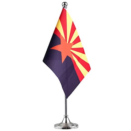 GentleGirl.USA Arizona State flag Arizona AZ Flag, Small Mini Arizonas State flag Desk Flag stick Office Table Flag on Stand Base,Festival Events Celebration,home decoration