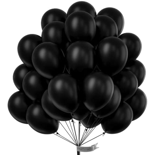 PartyWoo Black Balloons 101 pcs 12 Inch Latex Helium Matte Black Balloons for Baby Shower Birthday Graduation Casino Gaming Anniversary Retirement Pirate Race Car Theme Party Decorations BlackY18