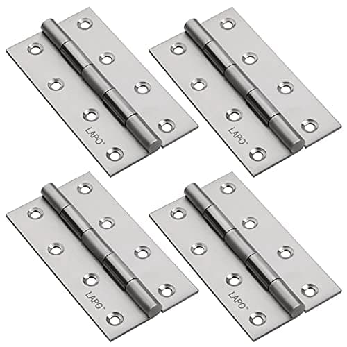 LAPO Heavy Duty Door Hinges, 5 Inch x 12 Gauge/2.5mm Thickness, Solid Stainless Steel Butt Hinges, Smooth & Stable Operation, Suitable for Home & Office Doors, 5 Years Warranty, Matt Finish, Pack of 4