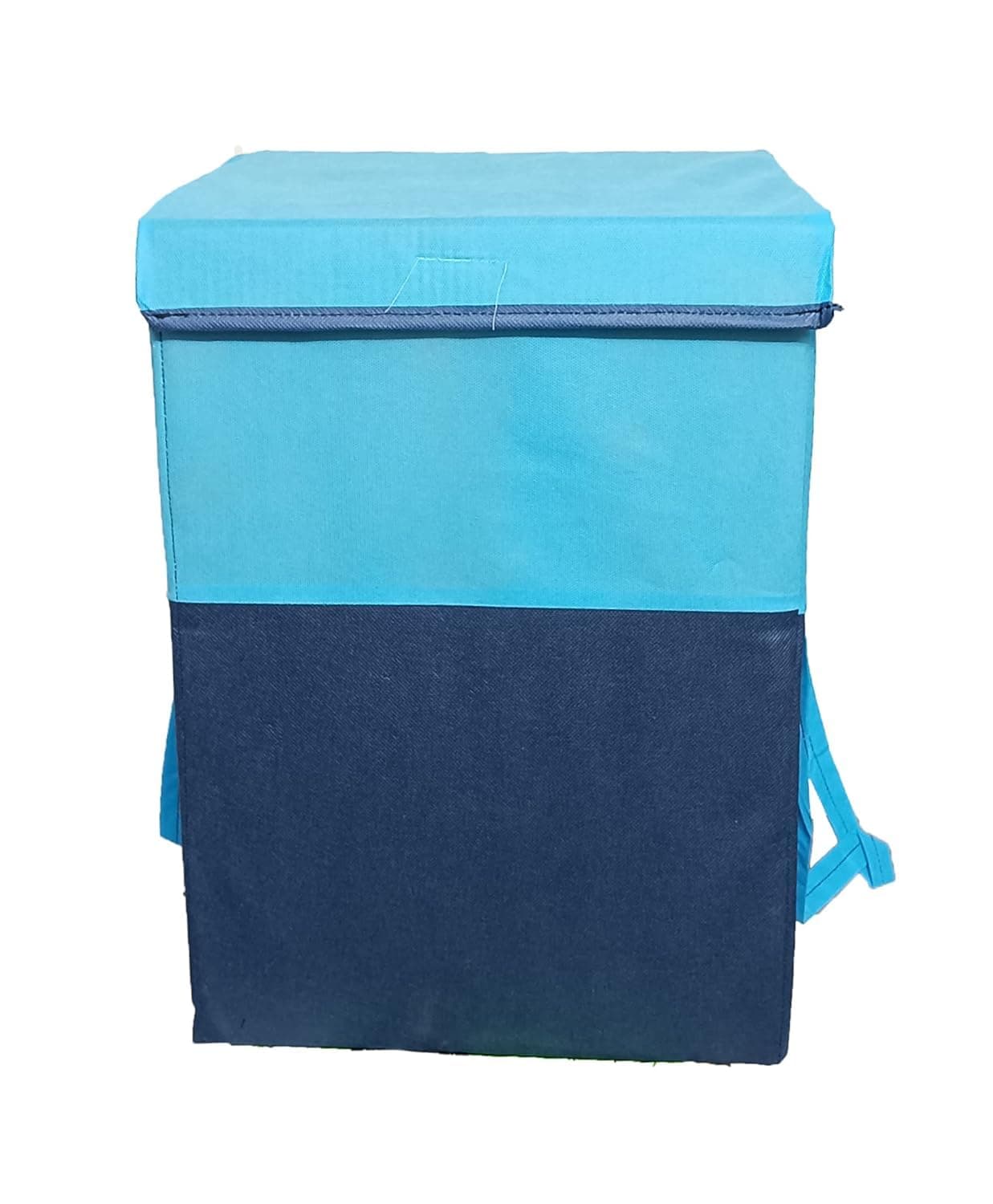 Folding Laundry Basket for Clothes with Lid HandleToys Organiser75 Litre Pack of 1 BLUE