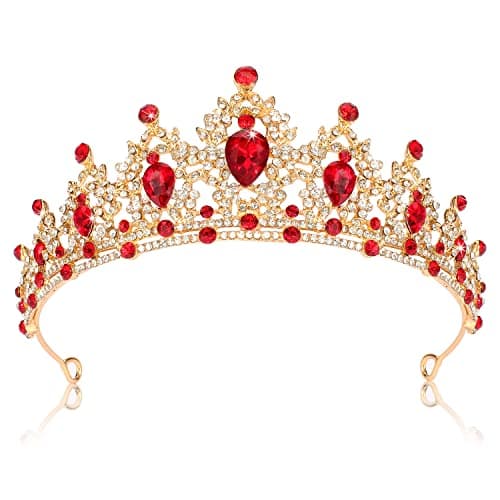 SuPoo Tiaras for Women Red Crown Queen Birthday Crown Crystal Headband Red Gem Rhinestone Hair Accessories Jewelry Princess Decoration for Wedding Party Prom Halloween Christmas Gifts