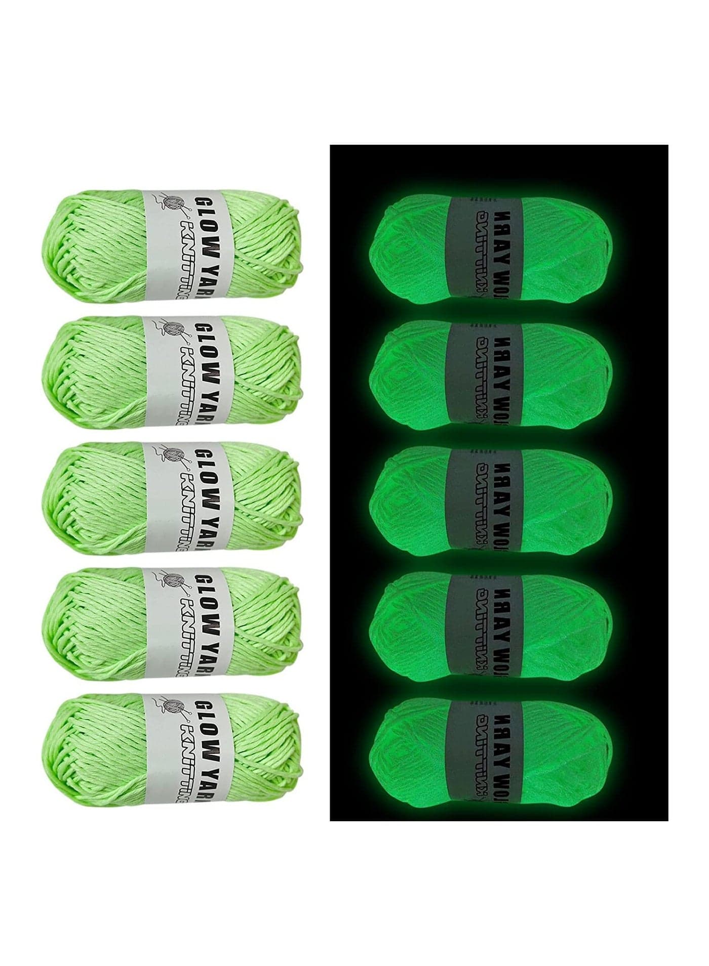 5Pcs Glow in The Dark Yarn, Luminous Yarn for Crocheting, 55 Yards Sewing Supplies, Scrubby Yarn for Beginners I Love This Yarn for Knitting,Crochet and DIY Party Supplies Fluorescent (Light Green)