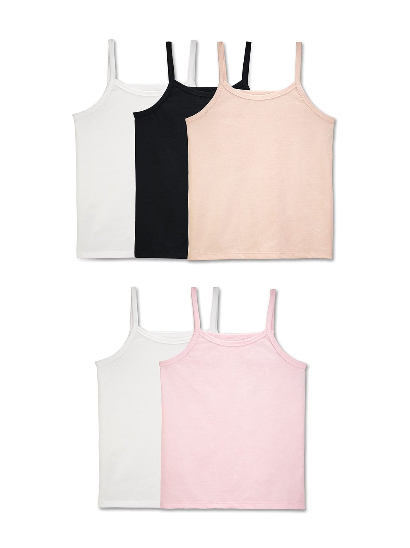 Fruit of the Loom Girls' Big Undershirts Tanks, Cami-5 Pack-Assorted, X-Large
