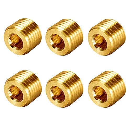 Joywayus Brass Hex Counter Sunk Plug 3/8" NPT Male Pipe Fitting Set Internal Hex Socket Thread Pipe Plug for Closing the End of Pipe (Pack of 6)