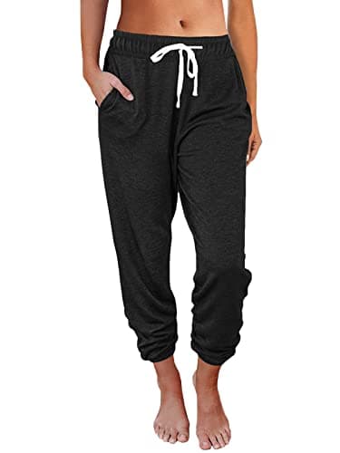 AUTOMET Sweatpants Women with Pockets Lounge Pajama Pants Work Joggers Fall Clothes Winter Business Casual Outfits 2025 Black M