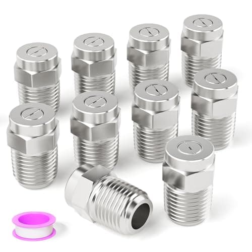 BOGERDACK 10PCS 4000 PSI 25 Degree Surface Cleaner Tips 14 Inch NPT Male Threaded Spray 25 Orifice for Water Gun Pressure Washer Water Broom