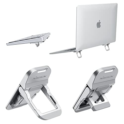 Nillkin Portable Laptop Stand with 3 Adjustable Angles, Flip Keyboard Riser Feet for Most Keyboards, Computer Keyboard Stand for Desktop, MacBook, HP and Other 10-17 Inches Laptop Feet Riser, Silver
