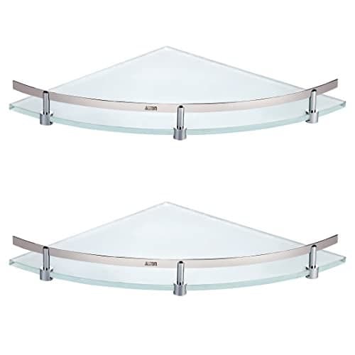 ALTON ASP7305, Frosted Glass Corner Shelf for Bathroom/Kitchen Shelf/Bathroom Accessories/Bathroom Shelves (12 INCH, Pack of 2)
