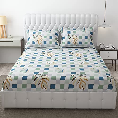 FRESH FROM LOOM Soft Microfiber Fitted Floral Bedsheet King Size Bed With Two Pillow Cover | Elastic Fitted Bed Sheets | Bed Covers For Mattresses Tuck In (Size - 78 X 72 Inches | Multi Color), 144 Tc