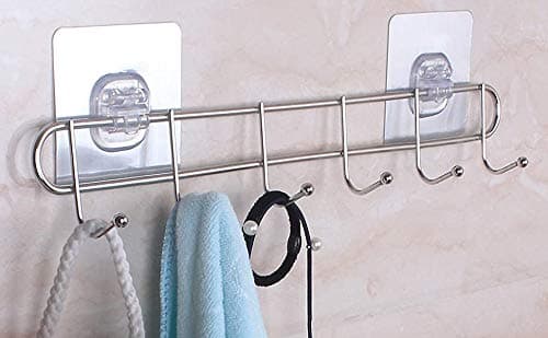 Zebroc Wall Hooks Utility for Towel Bathrobe Coats,Bathroom Kitchen Waterproof and Oil Proof Nail Free Transparent Heavy Duty Wall Hook & Ceiling Hanger 6 Pcs Hook-5KG Load Capacity