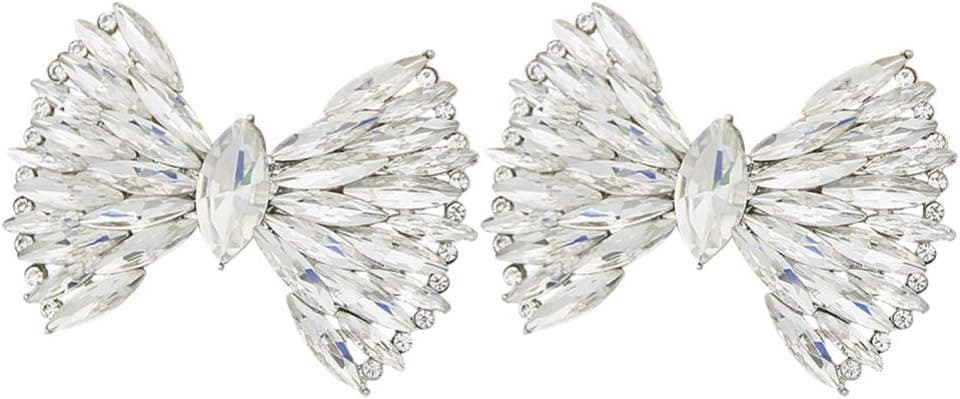 Vaguelly 1 Pair Rhinestone Shoe Clips Big Bow Detachable Shoe Buckles for Heels Flats Pumps Decorative Shoe Accessories