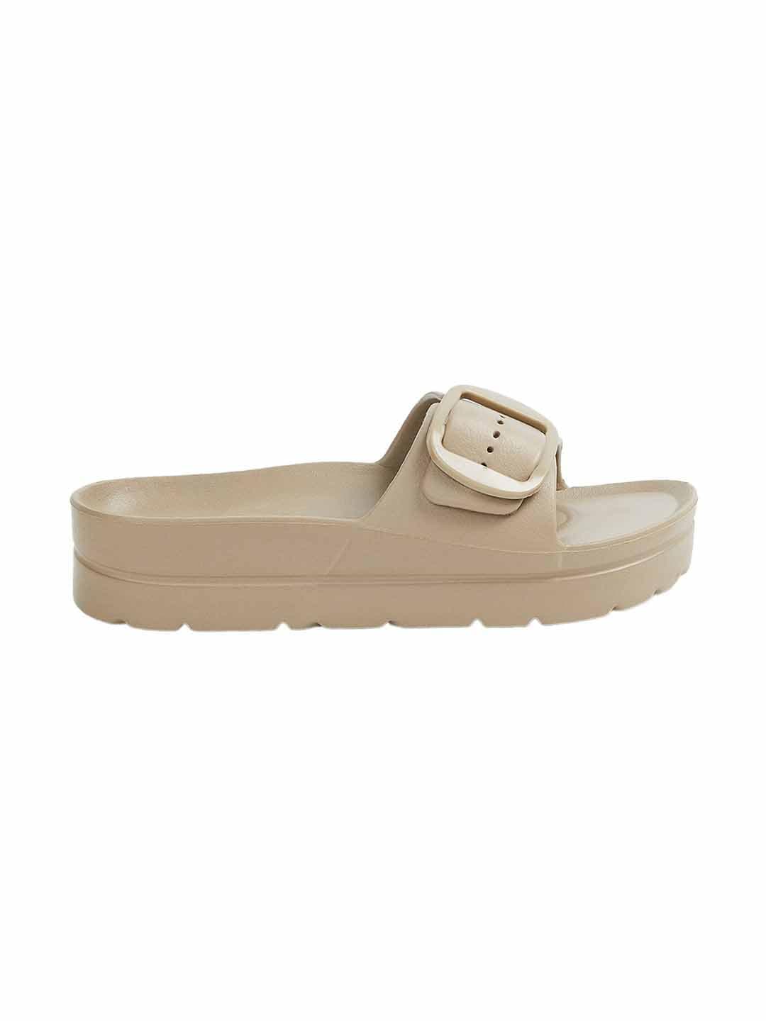 Max Women Buckle Sliders (Brown_36)