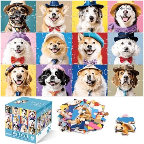 Jumbo Floor Puzzle for Kids48 Piece Funny Dog Jigsaw PuzzlesLearning Educational Toys for Toddlers Ages 35Puppy Theme Puzzles Children Easter Gift for Boy Girl Ages 48