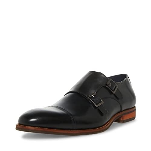 Steve Madden Men's Teon Monk-Strap Loafer, Black Leather, 8.5