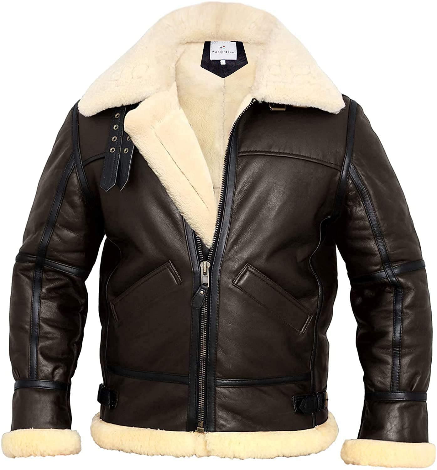 MARCO ENZOLANI B3 Bomber Jacket Aviator Real Shearling B3 Bomber Jacket Winter Brown m