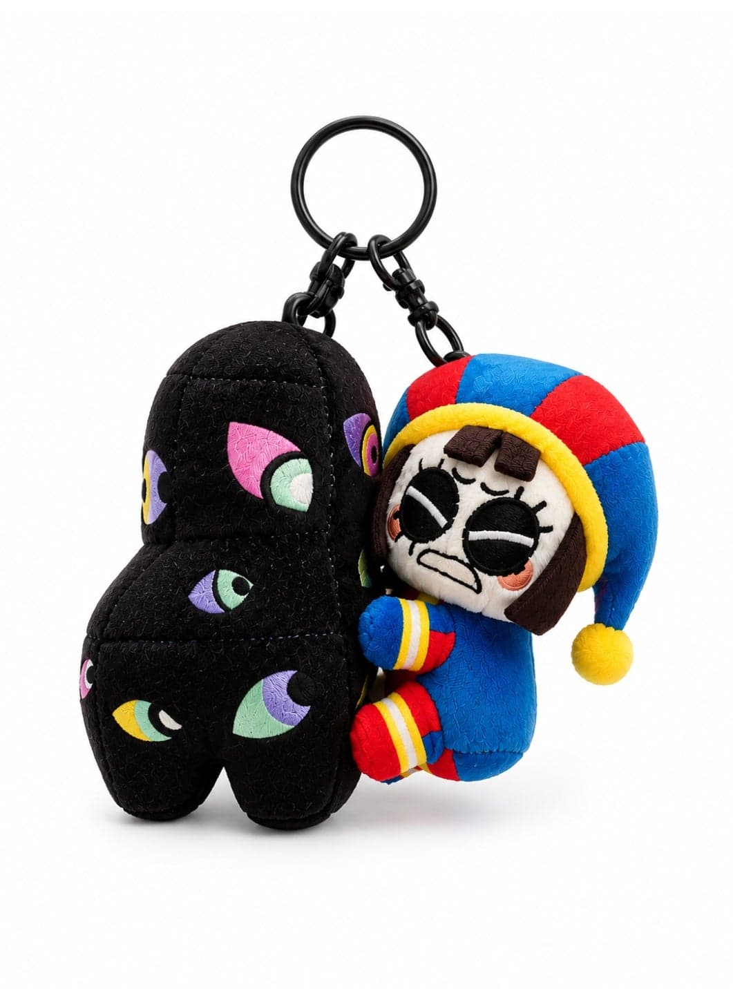 The Amazing Digital Circus Pomni & Black Monster Magnetic Plush Keychain, Cute Cartoon Figure Bag Charm Ornament Gift for Kids Fans