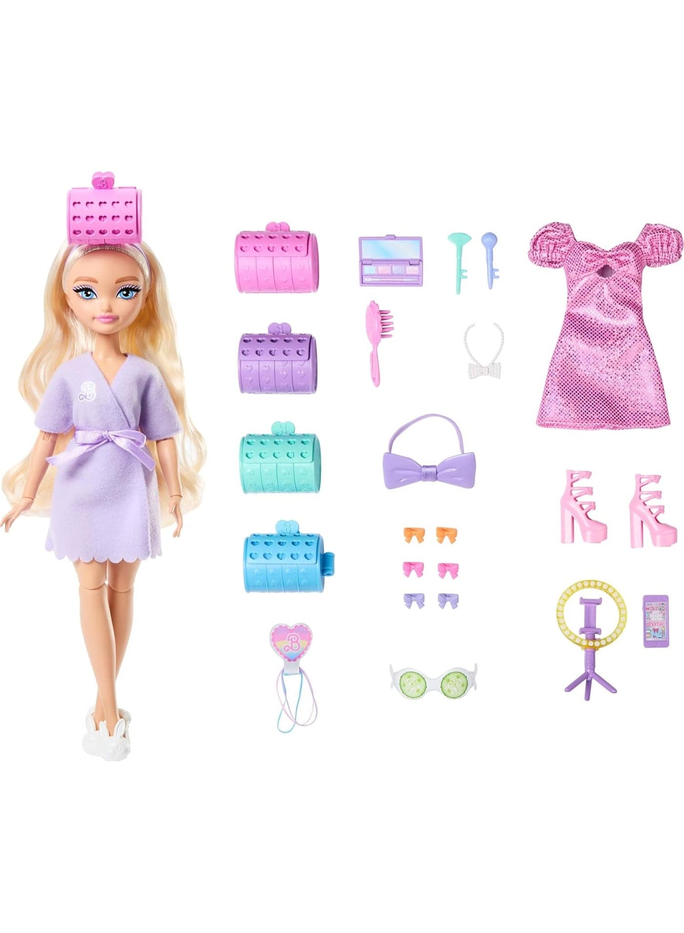 Barbie Dream Get Ready Malibu Fashion Doll with Stylized Hair – Includes Surprise Hair Accessories, 15+ Styling Looks, Collectible Doll
