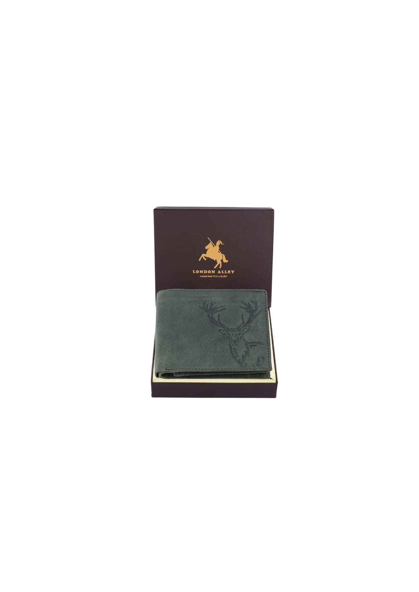 LONDON ALLEY ELK Vintage Green Men's Leather Wallet