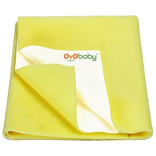 OYO BABY Reusable Waterproof Dry Sheet for Baby Bed 70×50 cm, Newborn Crib Mattress Protector, Quick-Dry Anti-Pilling Fleece, Lightweight, Ultra-Absorbent, Soft Gentle Touch Bedding –Yellow