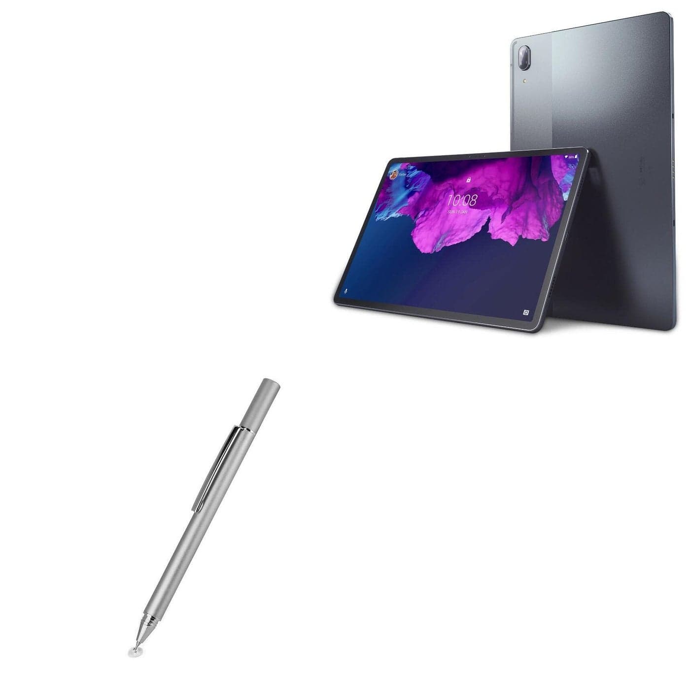 BoxWave Stylus Pen Compatible with Lenovo Tab P11 Plus - FineTouch Capacitive Stylus, Super Precise Stylus Pen - Metallic Silver