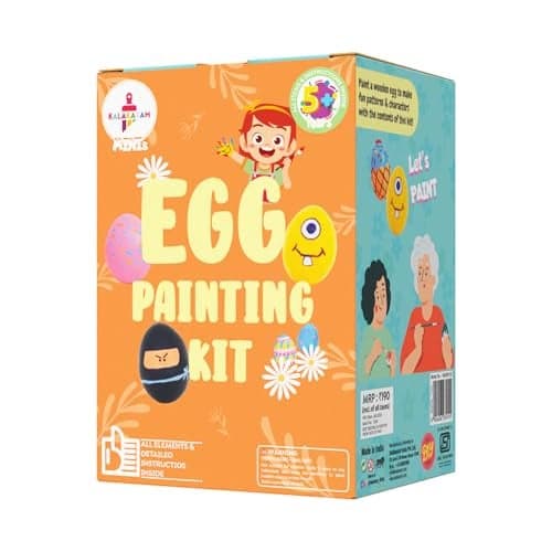 Kalakaram Mini DIY Egg Painting Craft Kit | DIY On The Go | Perfect For Gifting | Birthday Gifting | Return Gift For Parties | Kids Aged 4,5,6,7, Multicolour
