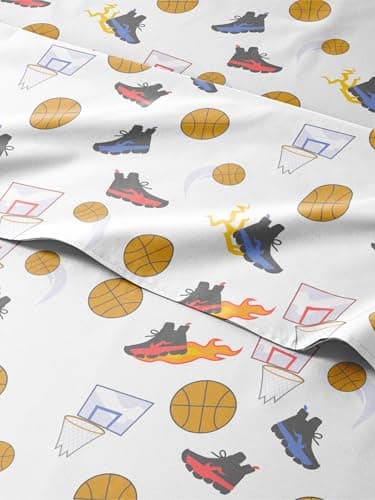 Twin Size Basketball Sheets for Kids 3 Piece Basketball Bed Sheet Set Sports ThemeD Bedding UltraSoft Cozy Breathable Machine Washable Athlete Bed Set for Boys Girls Teens Toddlers