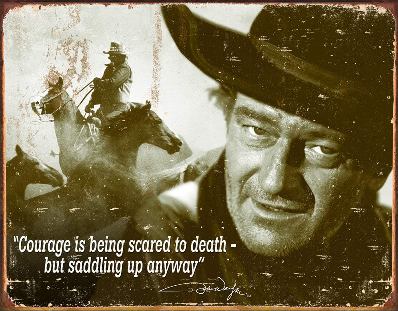 John Wayne Courage Collectible Metal Tin Sign
