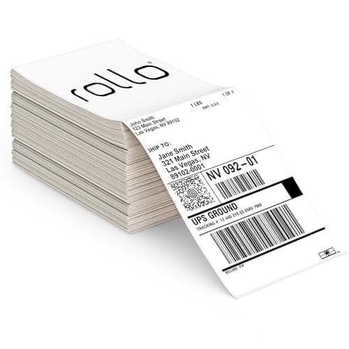 Rollo Direct Thermal Shipping Labels - Pack of 500 4x6 Thermal Labels Fanfold - Perforated and Strong Adhesive (Commercial Grade)