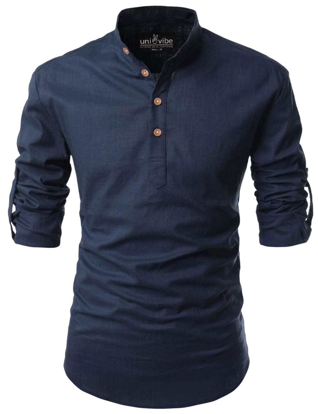 Univibe Men Cotton Full Sleeve Casual, Slim Fit Shirt Style Short Kurta (Drakblue, 42)