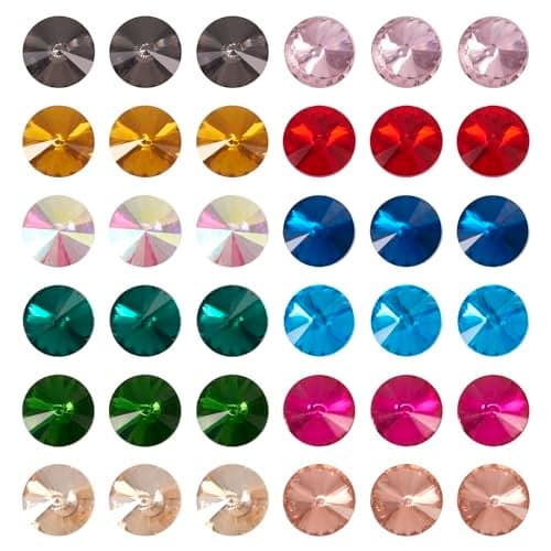 Pandahall 120pcs Crystal Hotfix Rhinestones Pointed Back Glass Rhinestones 12 Colors Crystals Fancy Stone 10x5mm Rivoli Glass Rhinestones for Nails Arts Clothes Shoes DIY Decoration