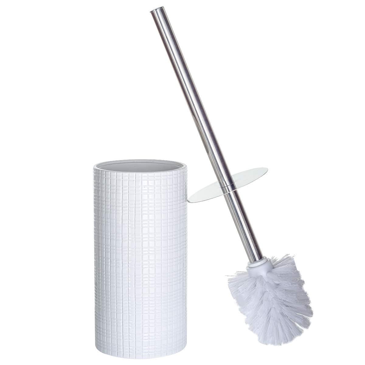 Creative Scents Estella White Toilet Brush Set Decorative Bathroom Toilet Bowl Brush and Holder Ventilated Toilet Cleaner Brush with Strong Bristles Rust Proof for Elegant Bathroom Accessories