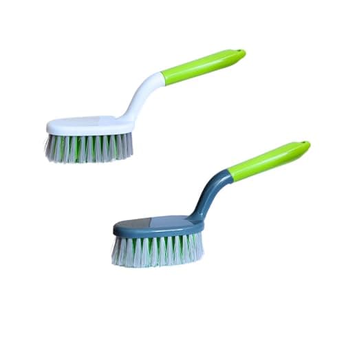 KWEL Kitchen Cleaning Brush, Multipurpose Sink & Tile Brush, Medium Scrubber, Comfortable Grip, Pack of 2 (Green)