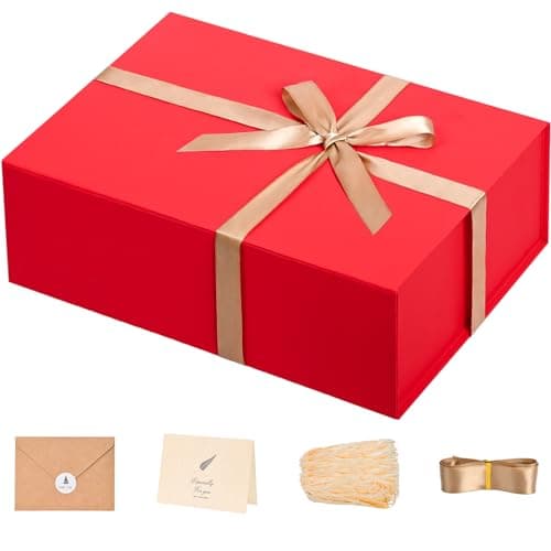 LIFELUM Red Christmas Gift Box 1385 x 835 x 445 inch Large Gift Boxes with Magnetic Closure Luxury for Gifts Box Contains Card Ribbon Shredded Paper Filler Wedding Halloween Birthday