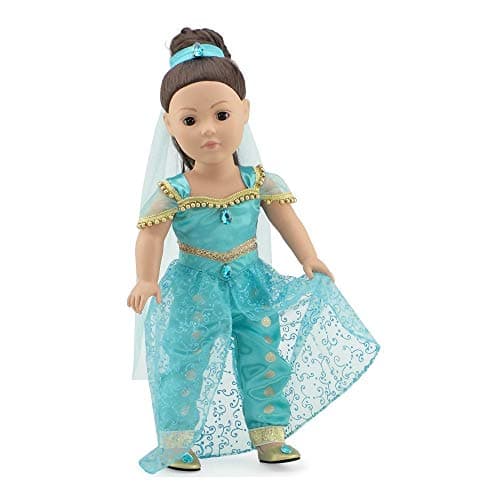 Emily Rose 18 Inch Doll Stunning 4PC Jeweled Arabian Princess Gift Set for 5 Girls Includes 18 Doll Shoes and Hair Accessory Halloween Costume for 18in Dolls American Business