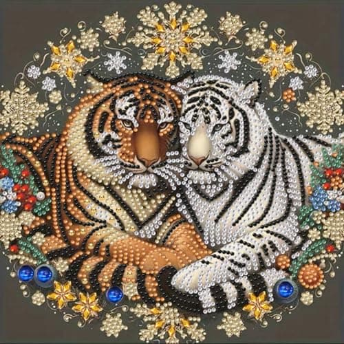 GEMFAMILY Animal 5D Diamond Art Painting Kits for AdultsSpecial Shape Diamond Art Kits for Tiger DIY Crystal Rhinestones Diamond Painting for Home Wall Decoration 118 x 118 Inch
