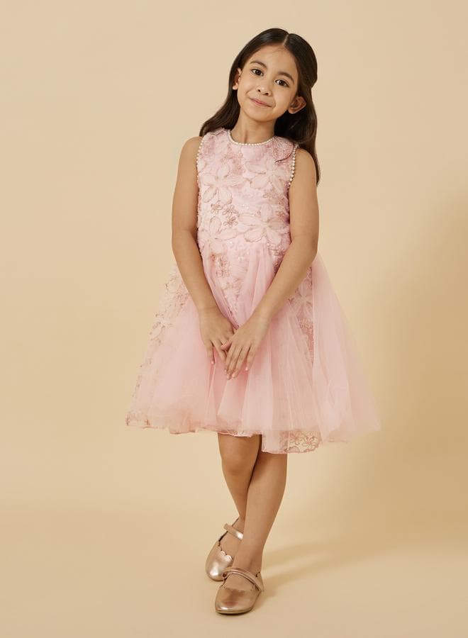 Embellished Mesh Sleeveless Dress